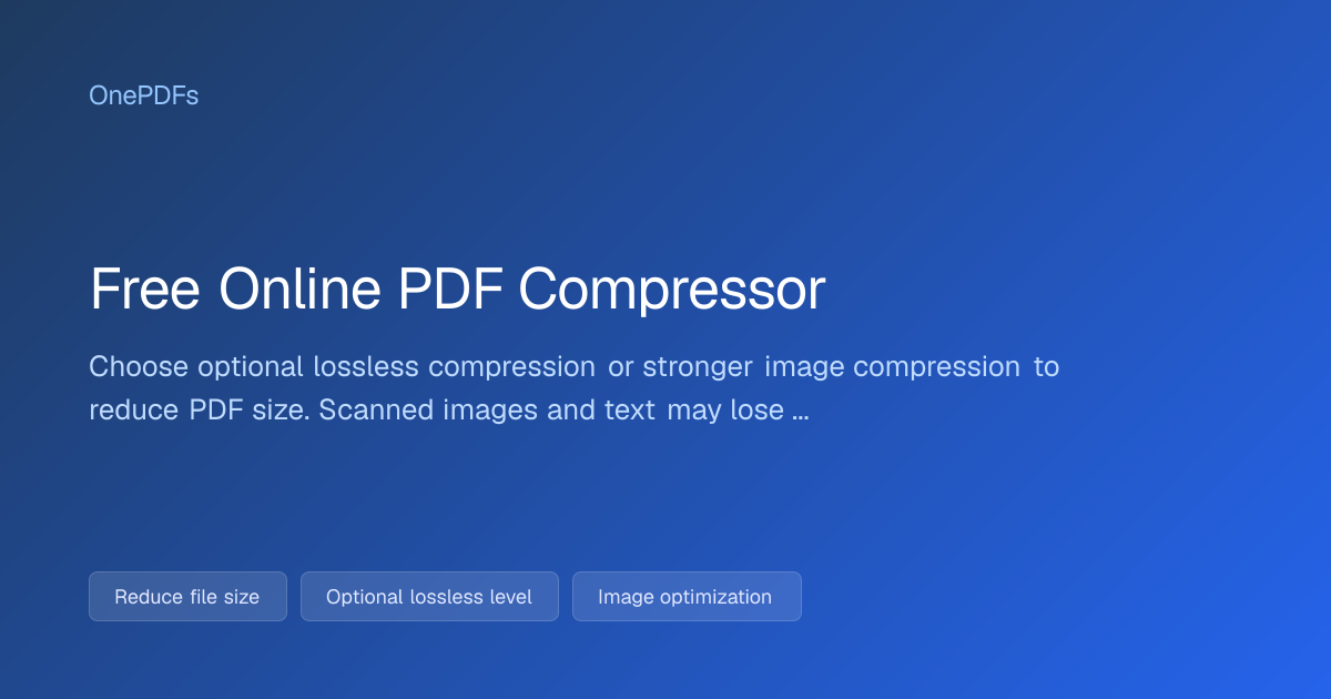 Free Online PDF Compressor | OnePDFs